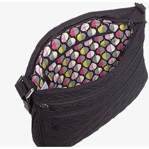 Vera Bradley Black Triple Zip Hipster Bag
